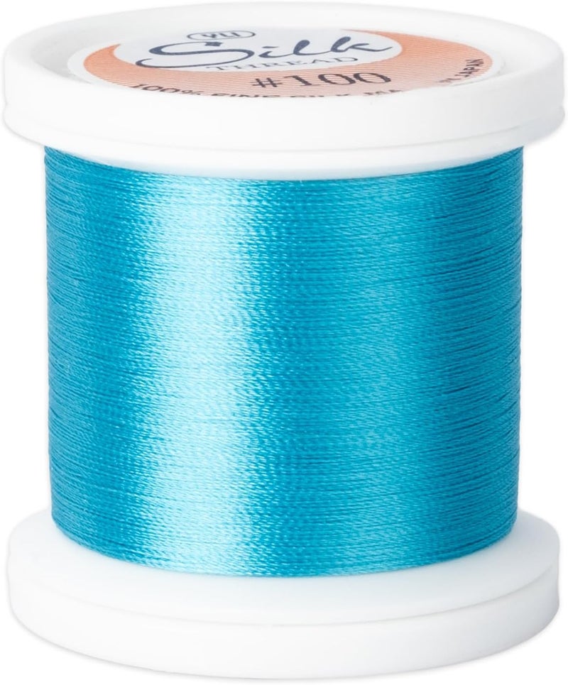 YLI Threads Silk Thread – 100 wt Fine Japanese Silk for Appliqué, EPP, and Quilting - Bright Aqua - Image 1